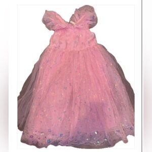 Girls Pink Tulle Dress Glitter Accents Sequences Princess Sparkle Ballroom 7